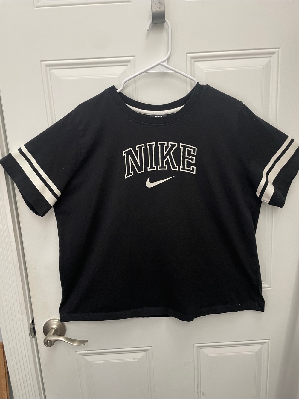 Nike Black Tee with White Accent Stripes